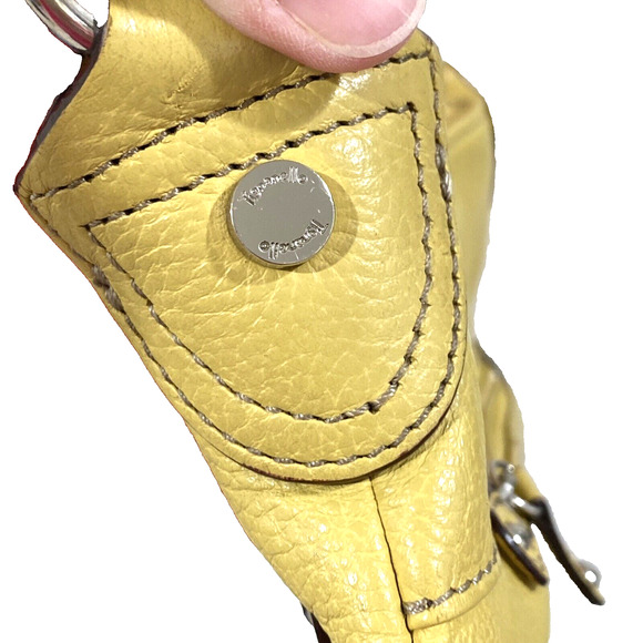 Vintage Y2K Tignanello Yellow Leather Shoulder Bag Purse Zip Pockets Adjustable - Picture 5 of 9